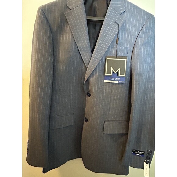 Michael Strahan Collection Suit Jacket Coat Tech Wool 36 Modern Fit Blue Stripe - Picture 4 of 8